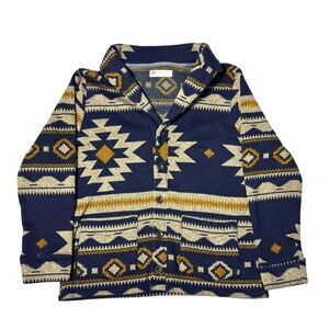 Levis Cardigan Sweater Mens Size XL Brown Aztec Southwest Shawl Collar Knit
